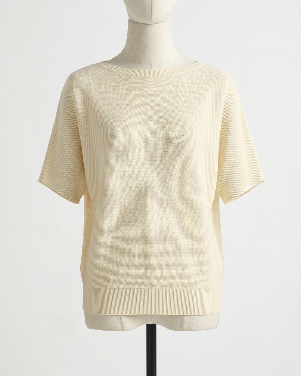 Lightweight Cotton Cashmere Link-Stitch Dolman Sweater